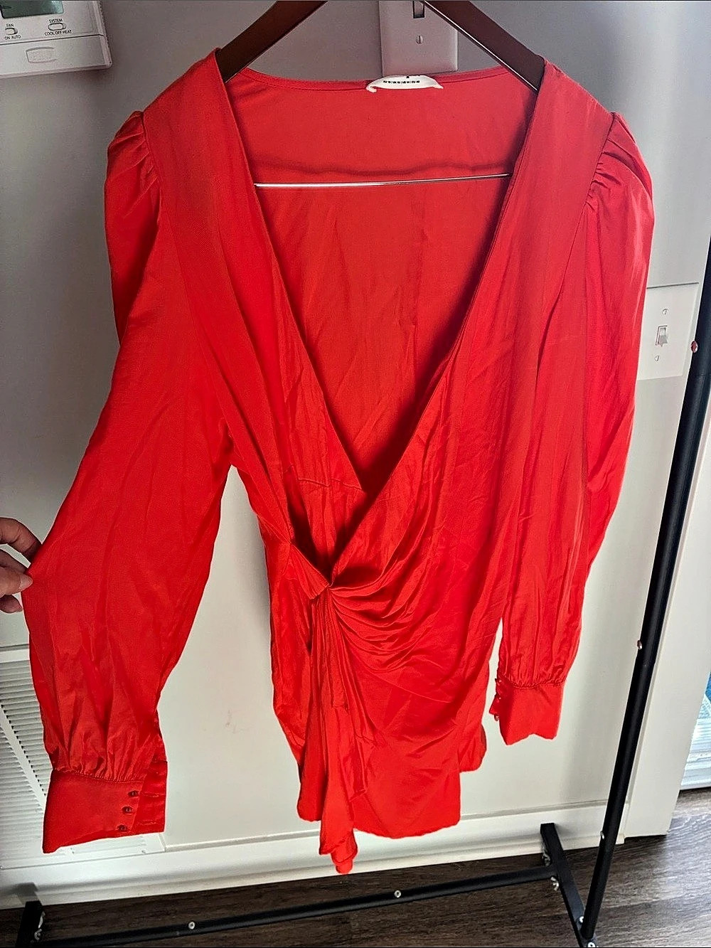 Showpo. Orange Draped Long Sleeve Mini Dreas Size 14